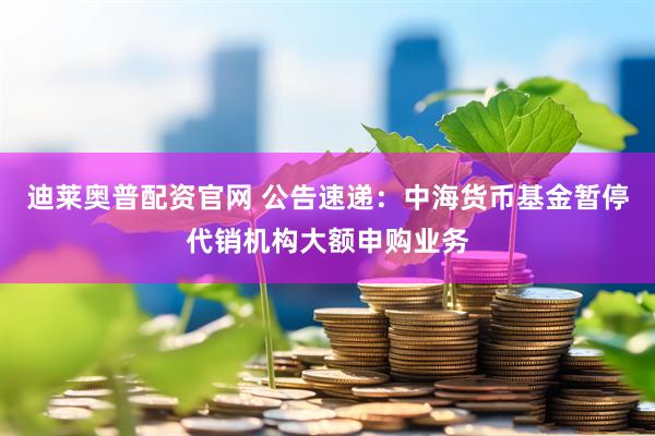 迪莱奥普配资官网 公告速递：中海货币基金暂停代销机构大额申购业务